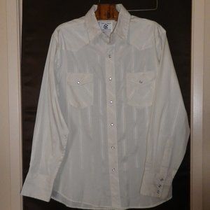 Men's Long Sleeved Western Shirt L Cream - image 1